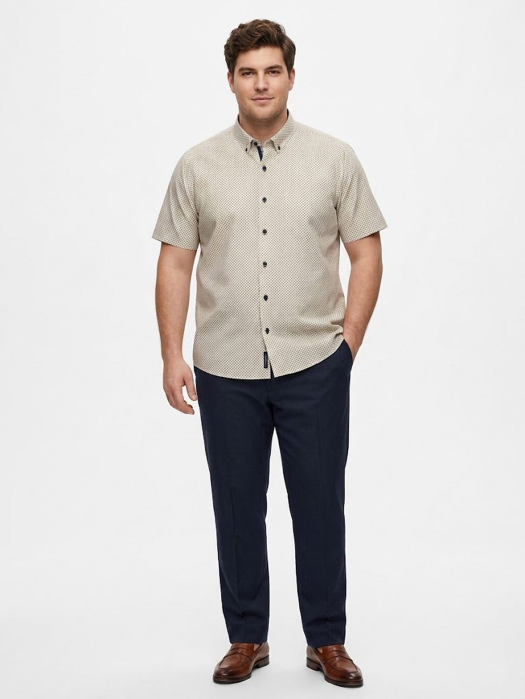 Camisa Levoratto Beige Dash Print