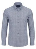 Camisa Hombre Tallas Grandes Manga Larga Estampado Geométrico Azul Levoratto