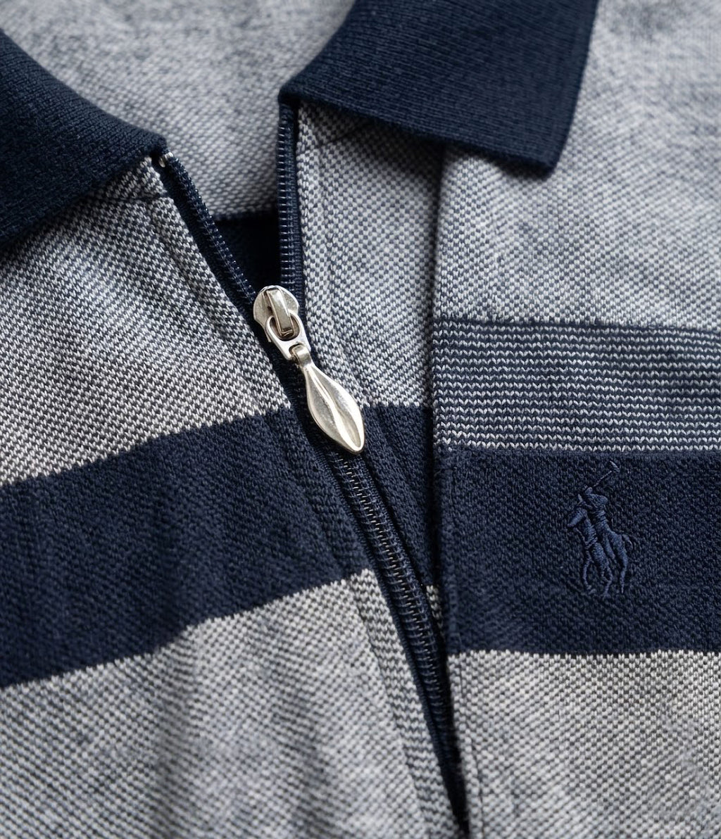 Polo Zip Stripes Forestal