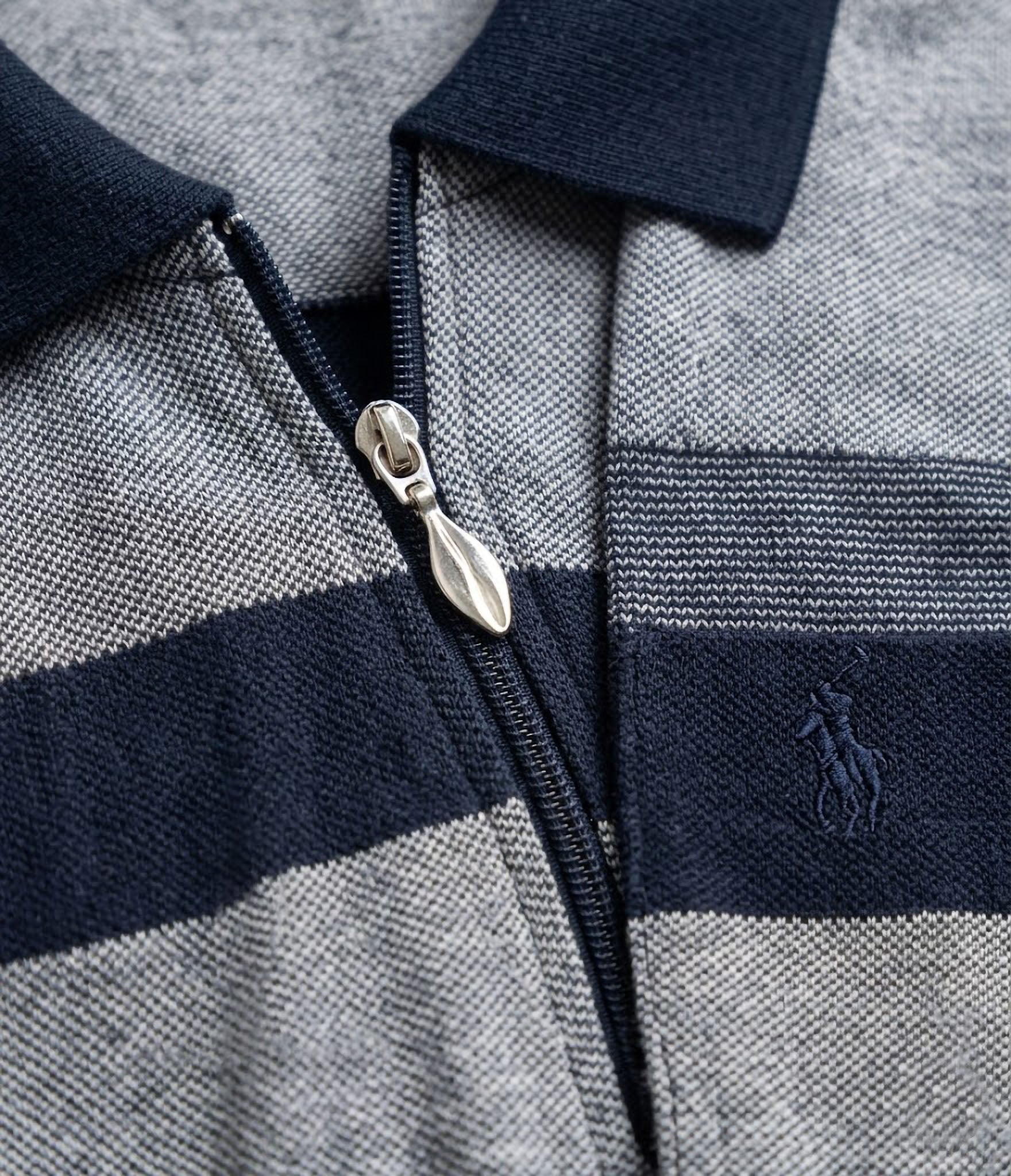 Polo Zip Stripes Forestal