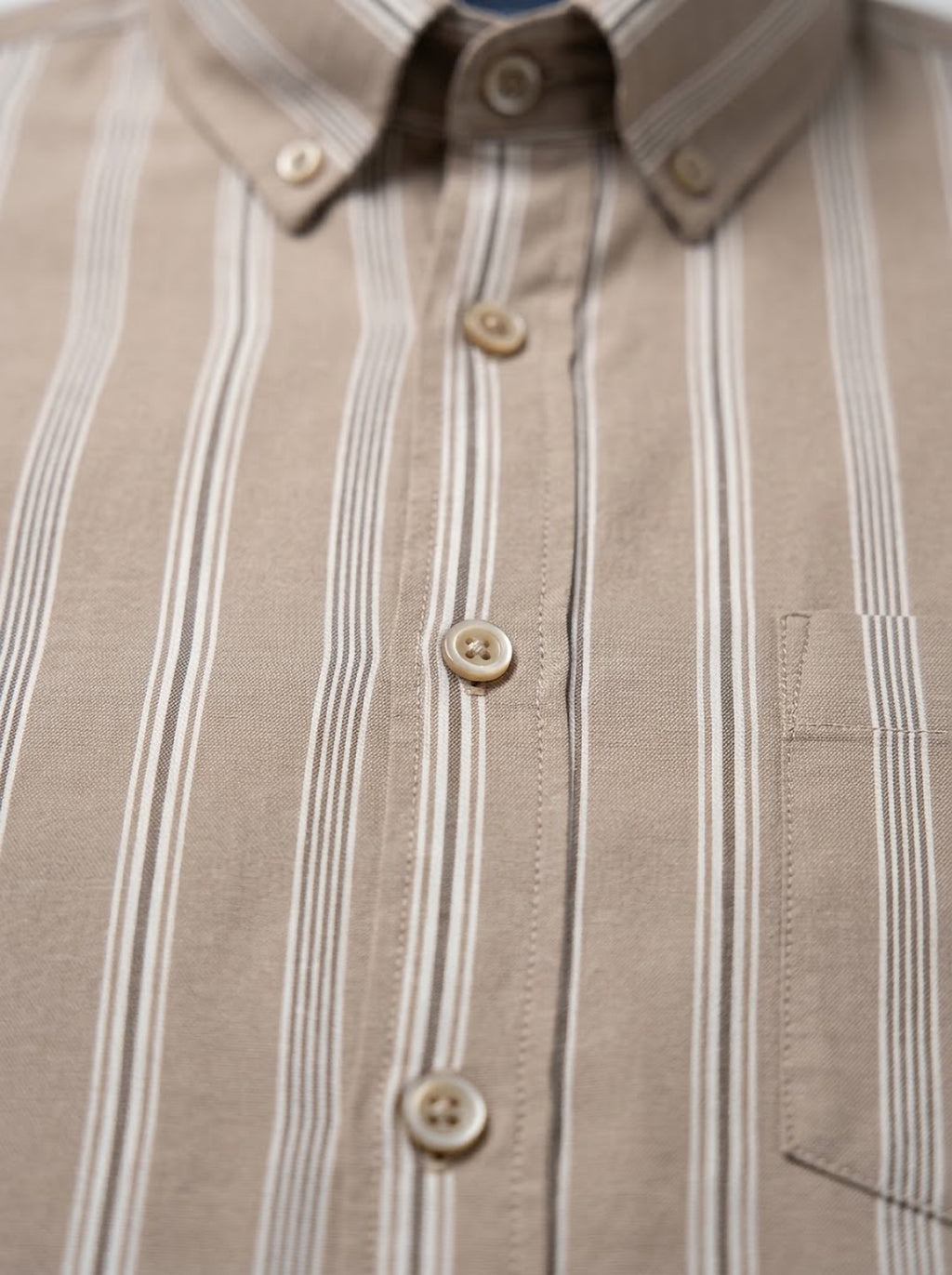 Camisa Hombre Tallas Grandes Manga Larga Rayas Beige Levoratto