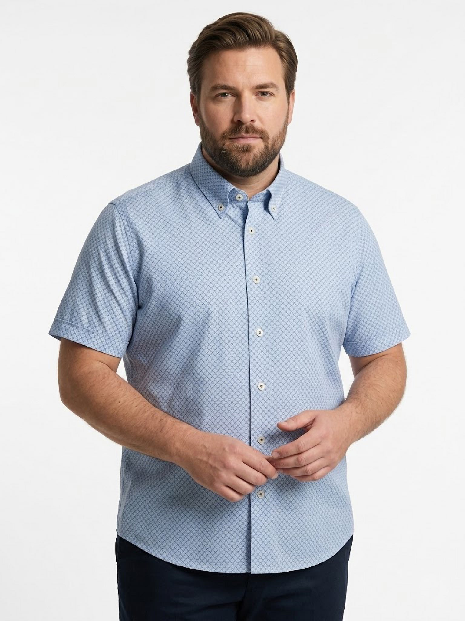 Camisa Hywells Casual Blue Geometric