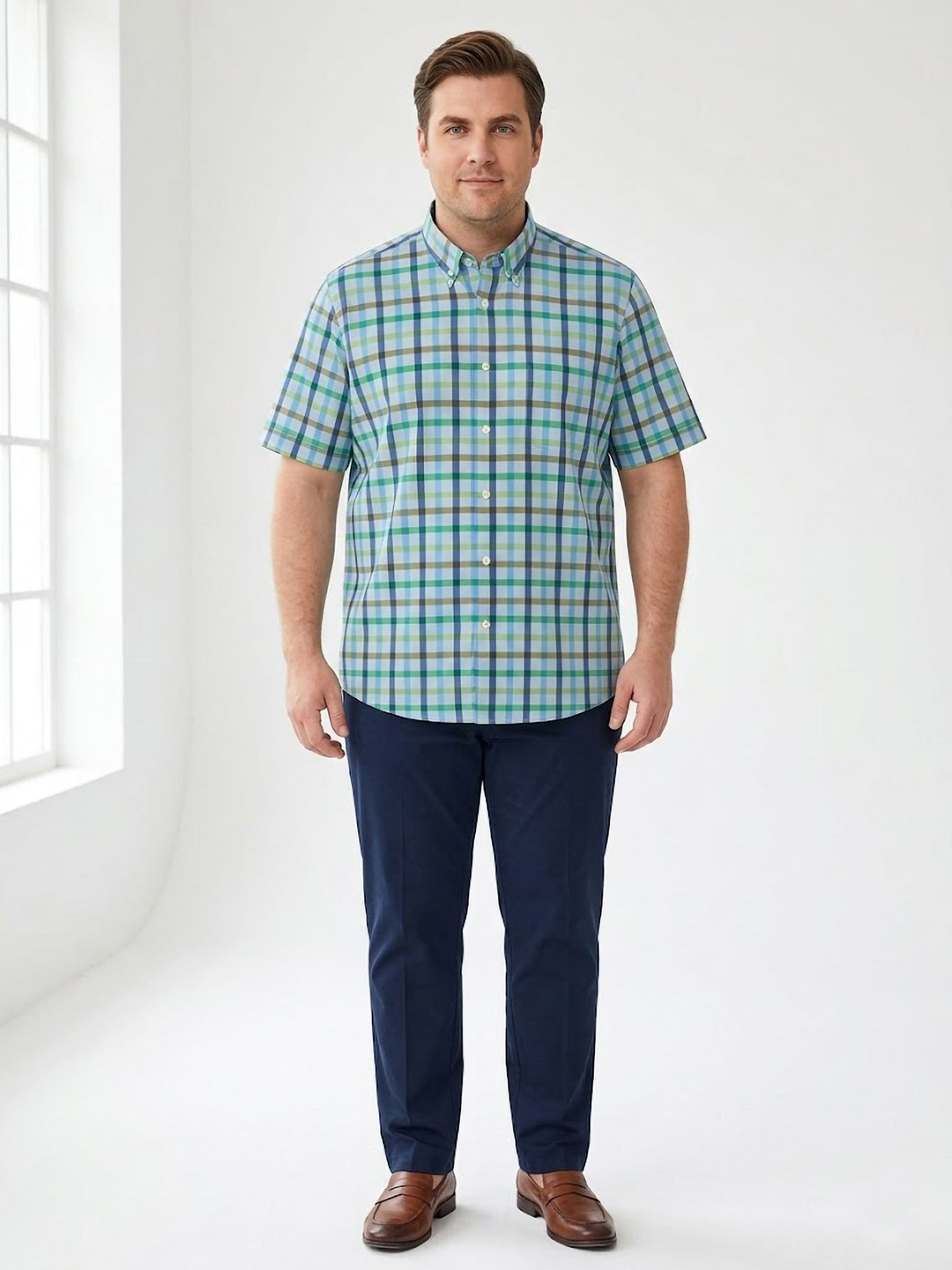 Camisa El Trau Plaid Verde y Azul