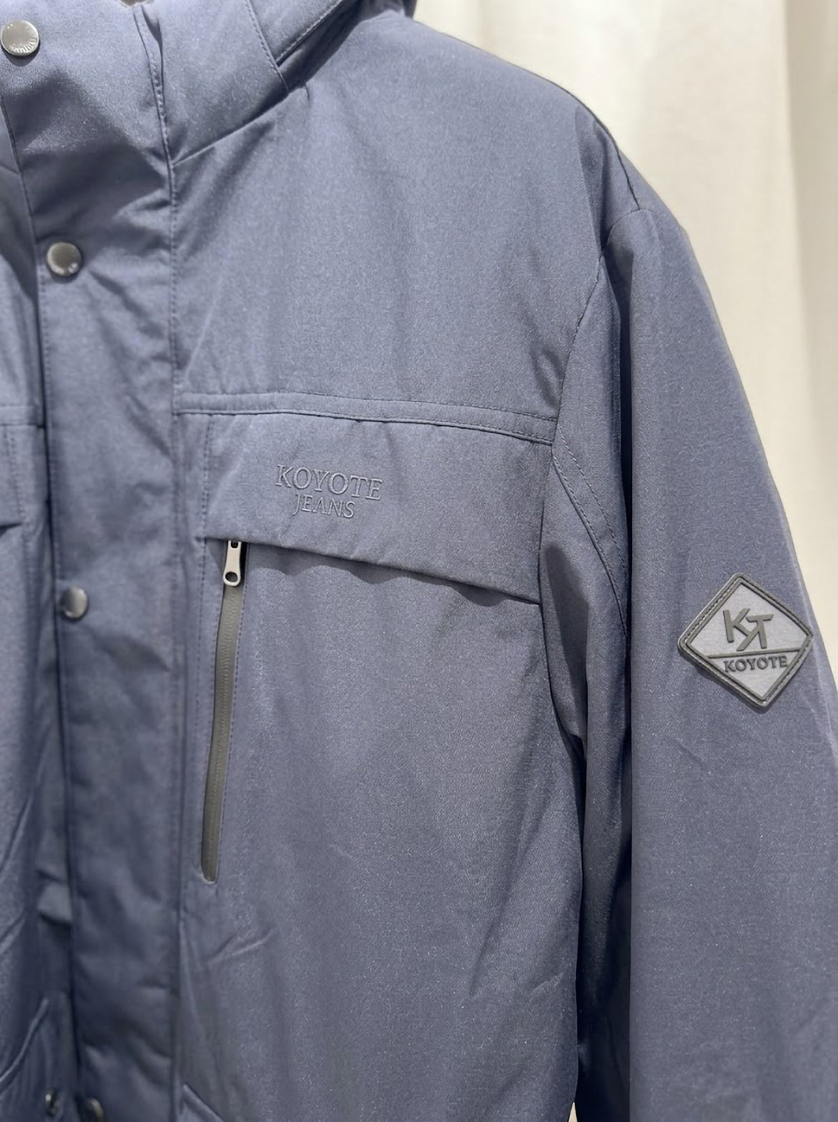 Parka Hombre Tallas Grandes con Capucha Azul Grisáceo Koyote