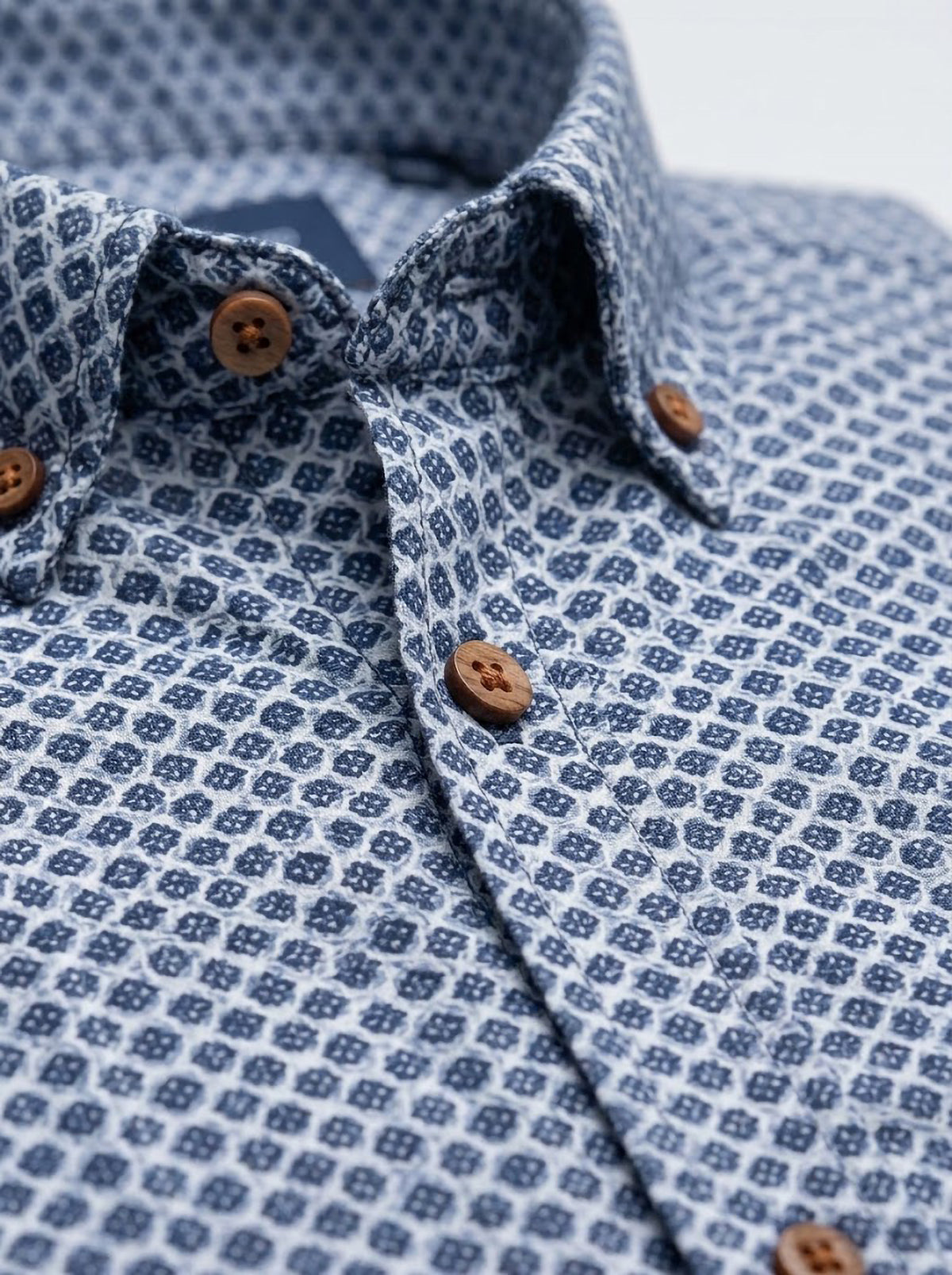 Camisa Hombre Tallas Grandes Manga Larga Mini Estampado Azul Levoratto