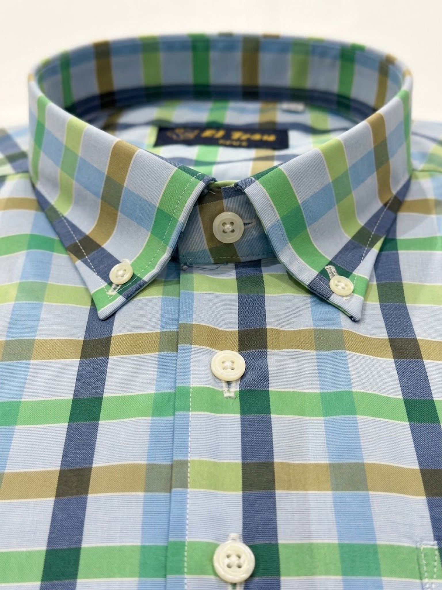 Camisa El Trau Plaid Verde y Azul
