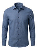 Camisa Hombre Tallas Grandes Manga Larga Azul Texturizada Levoratto
