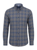 Camisa Hombre Tallas Grandes Manga Larga Cuadros Azul y Gris Levoratto