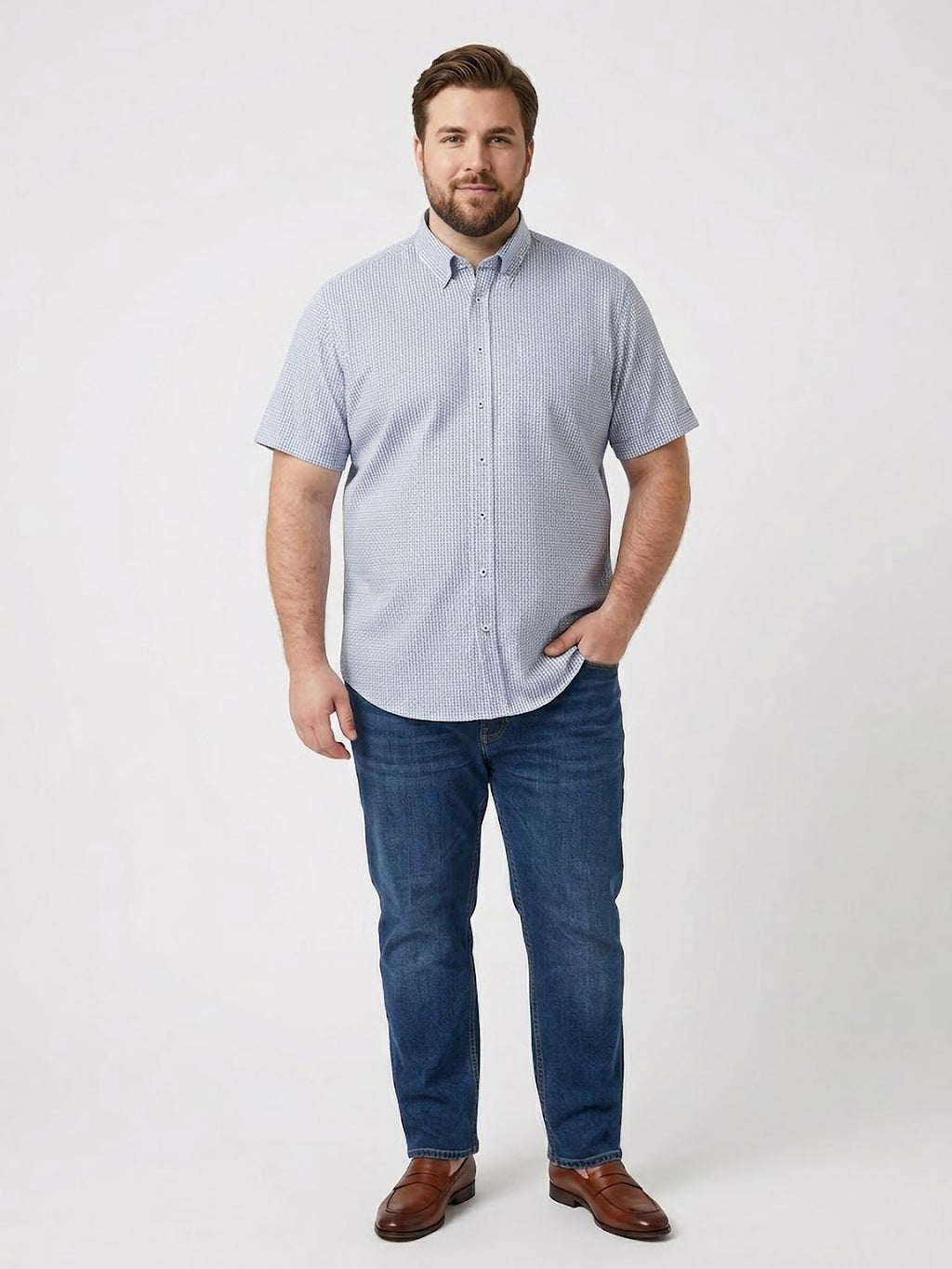 Camisa Levoratto Blue Geometric Pattern