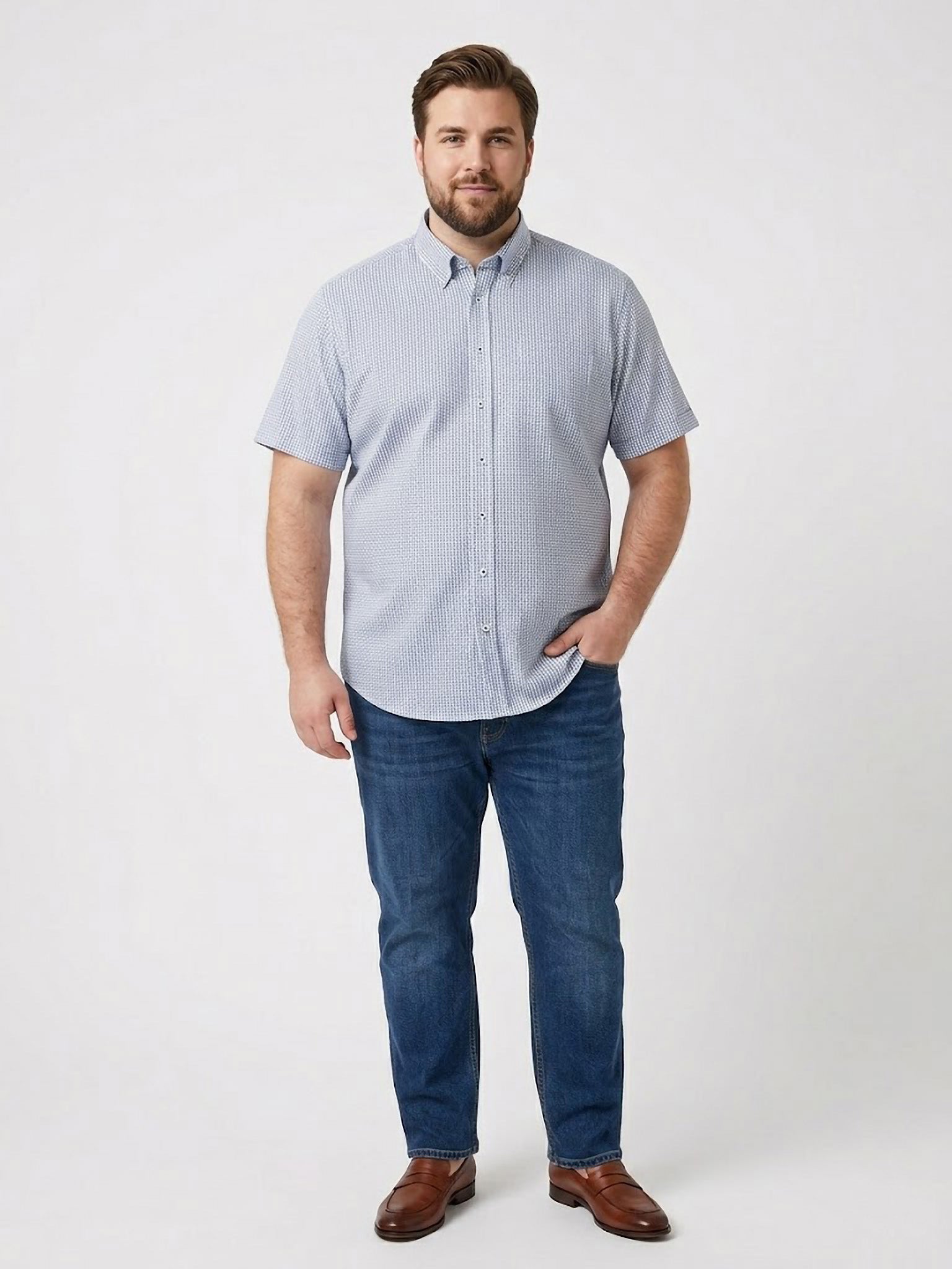 Camisa Levoratto Blue Geometric Pattern