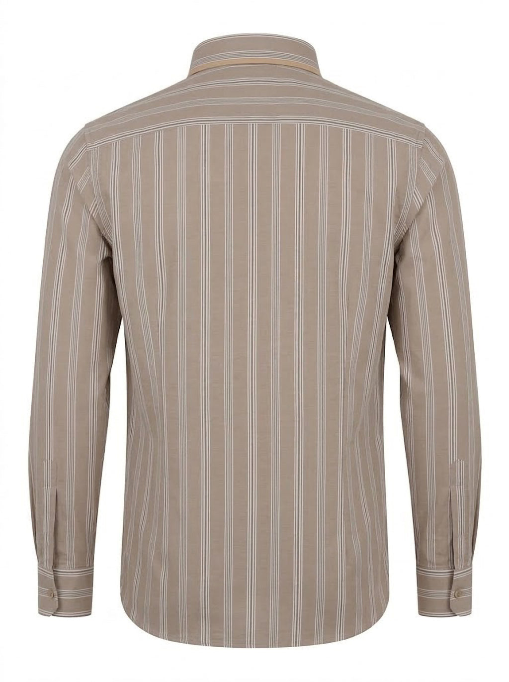 Camisa Hombre Tallas Grandes Manga Larga Rayas Beige Levoratto