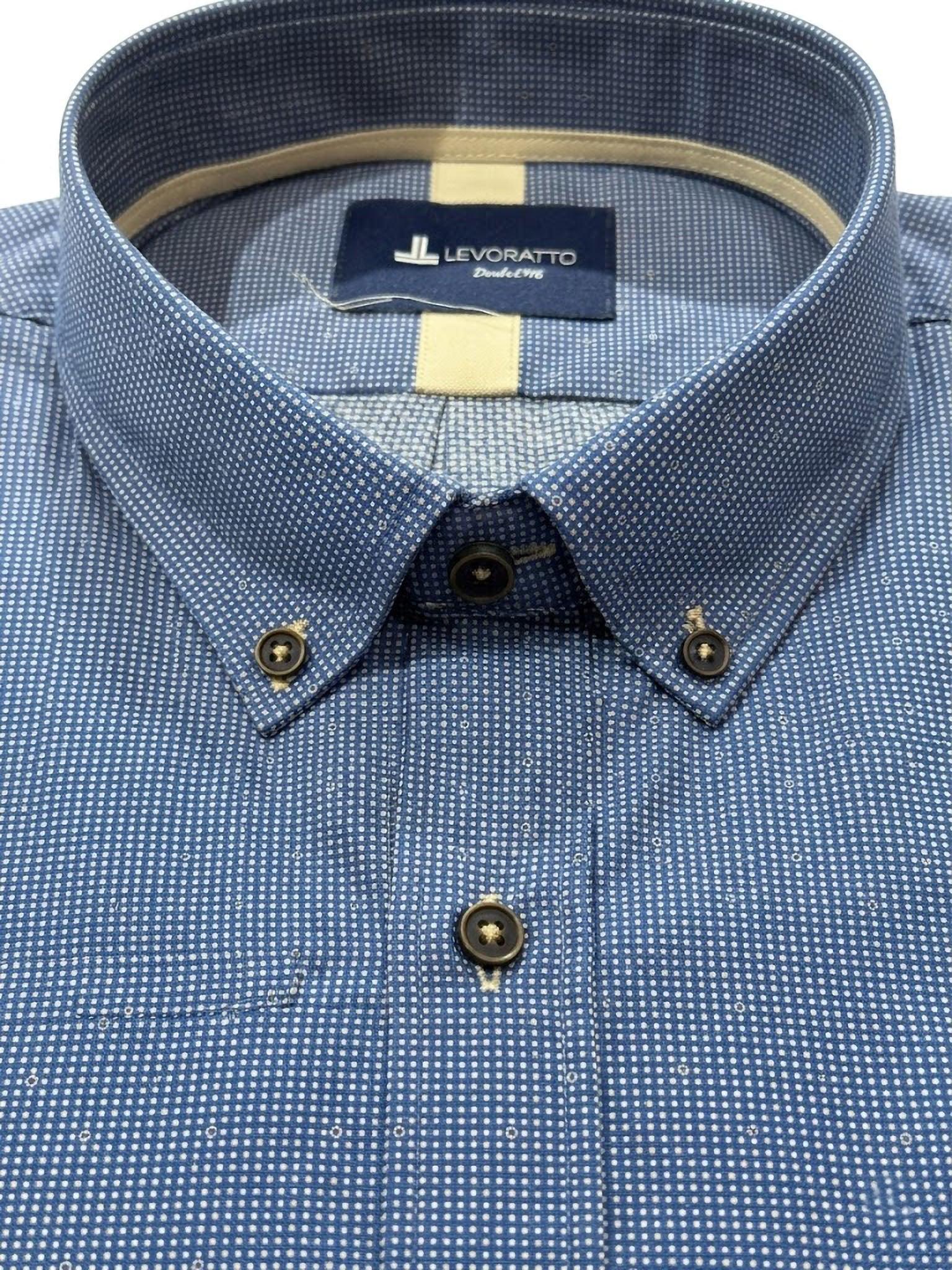 Camisa Micro-Check Azul Levoratto