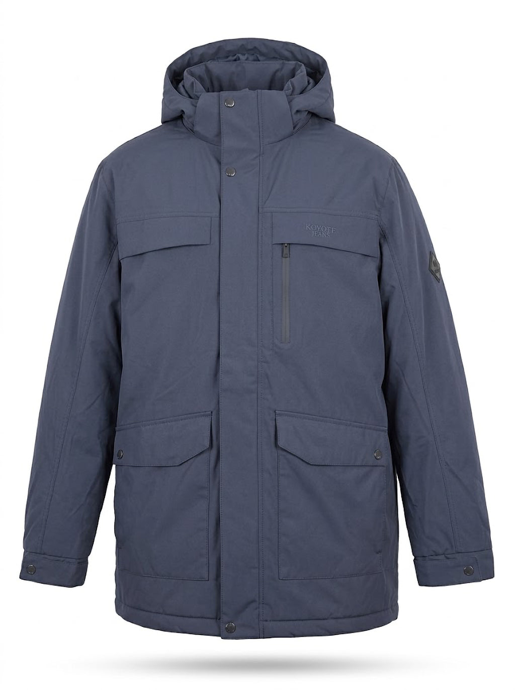 Parka Hombre Tallas Grandes con Capucha Azul Grisáceo Koyote