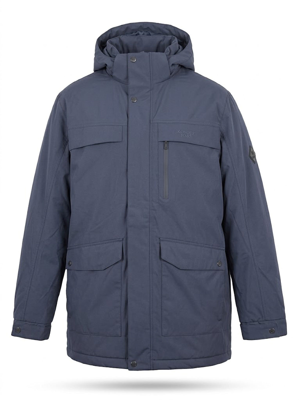 Parka Hombre Tallas Grandes con Capucha Azul Grisáceo Koyote