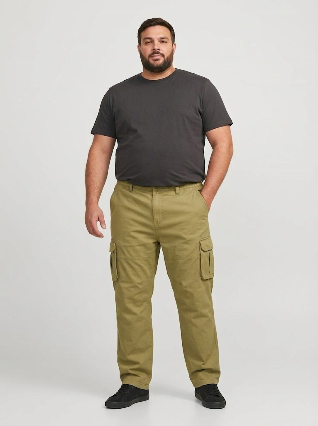 Pantalón Cargo Hombre Tallas Grandes Beige Koyote