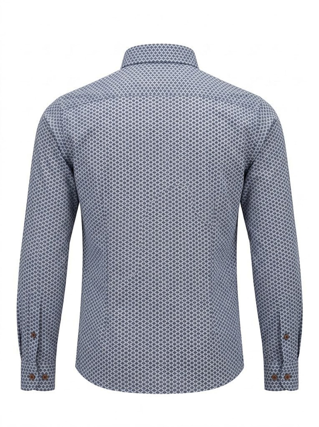 Camisa Hombre Tallas Grandes Manga Larga Mini Estampado Azul Levoratto
