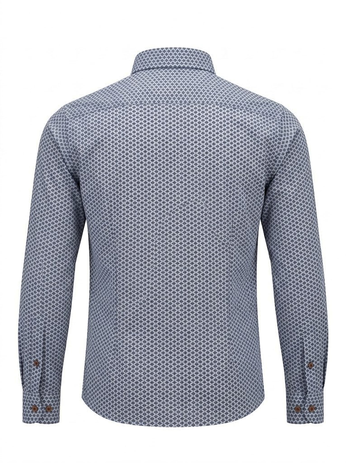Camisa Hombre Tallas Grandes Manga Larga Mini Estampado Azul Levoratto