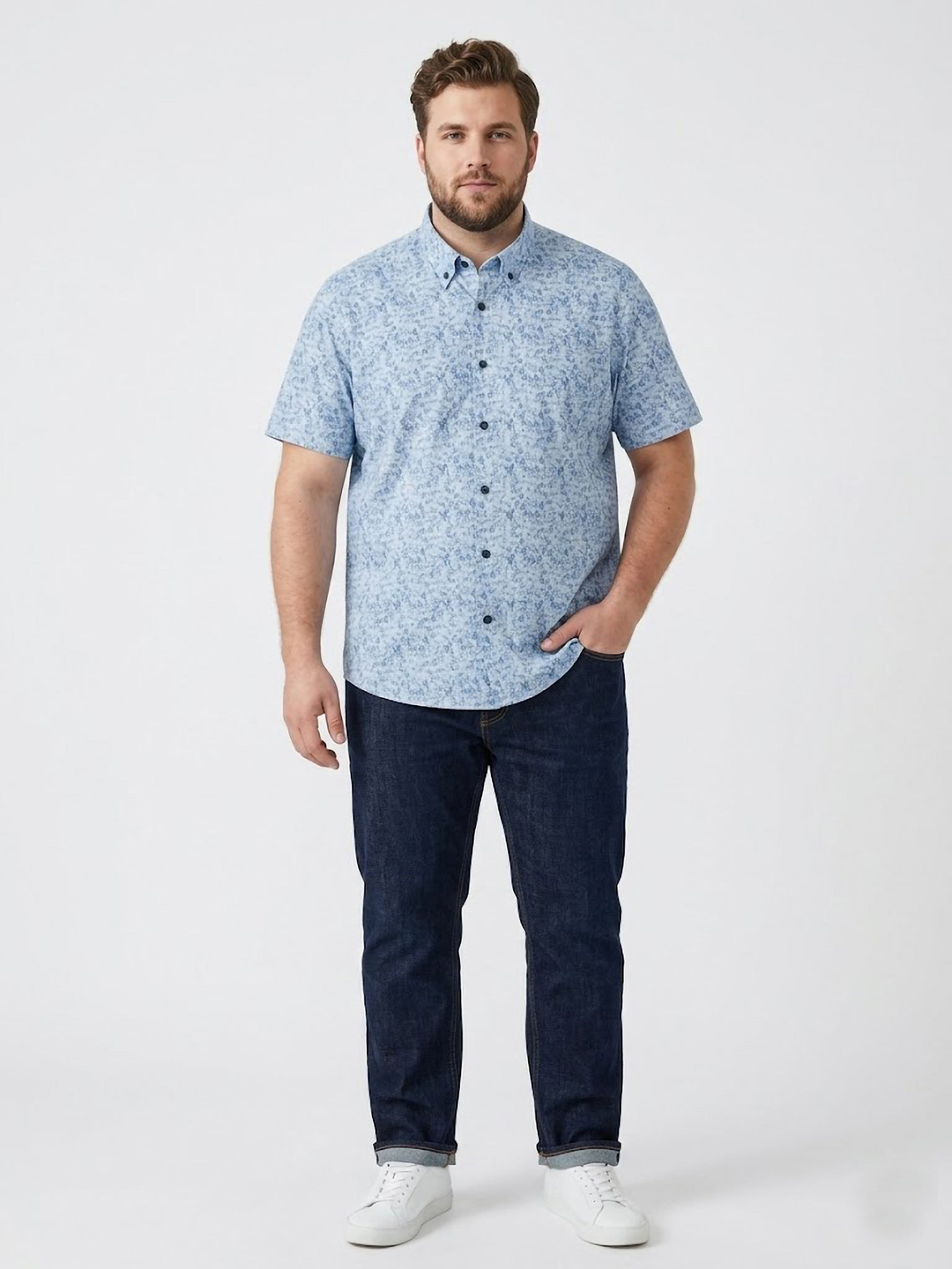 Camisa El Trau Blue Abstract Print