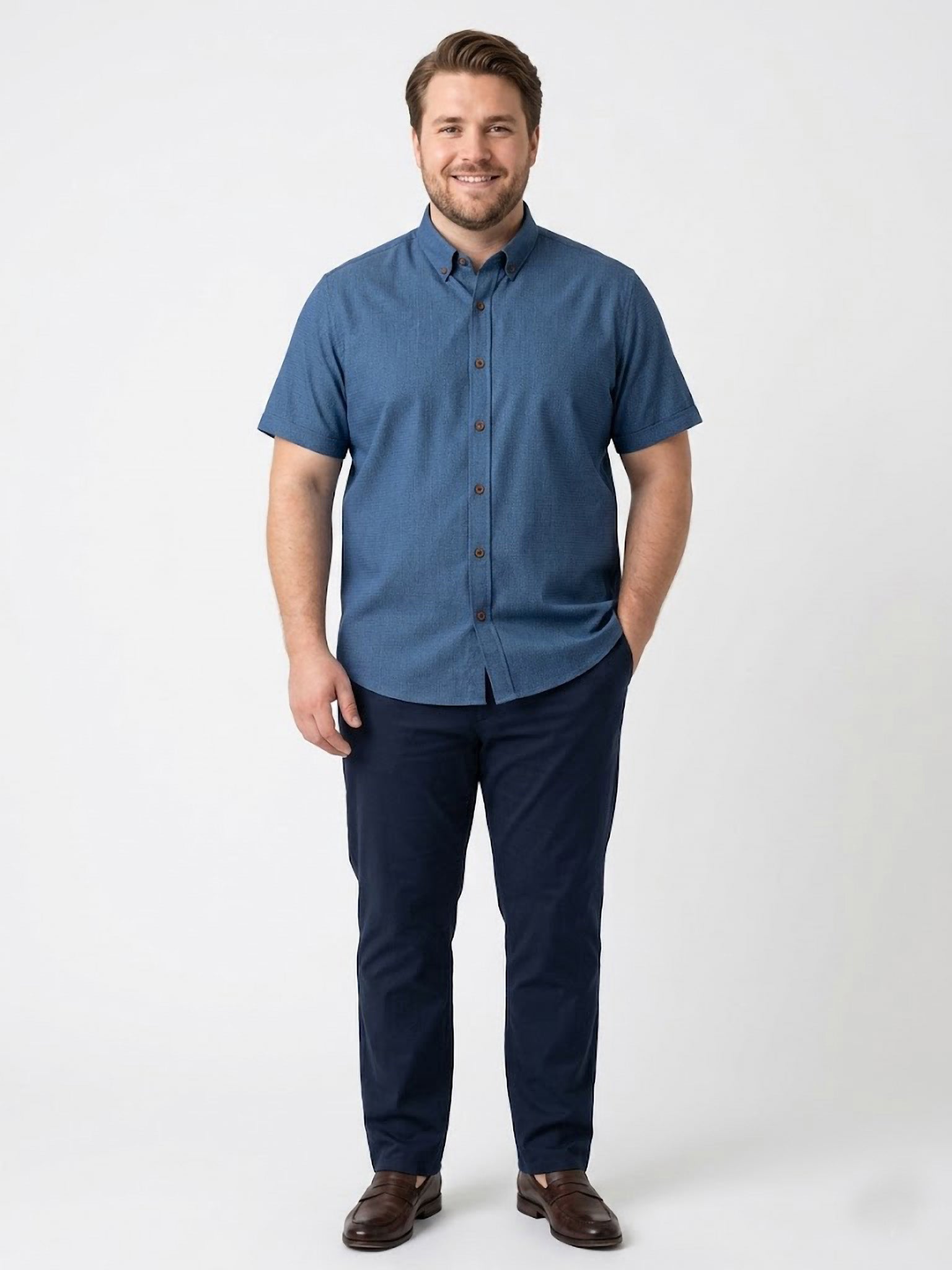 Camisa Levoratto Casual Blue Textured