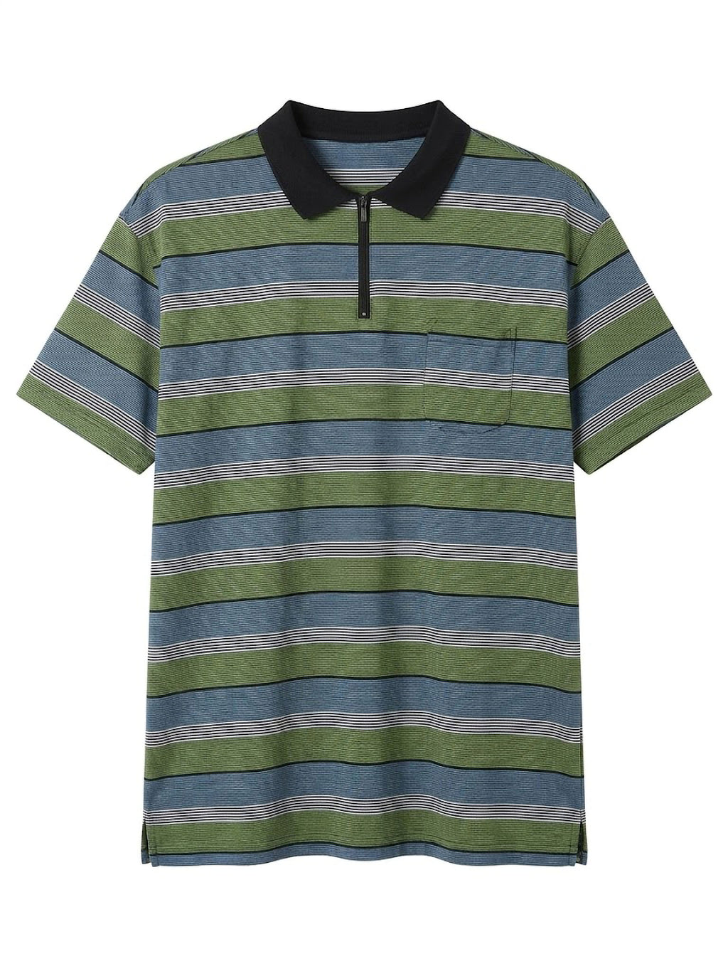 Polo Stripes Zip Forestal