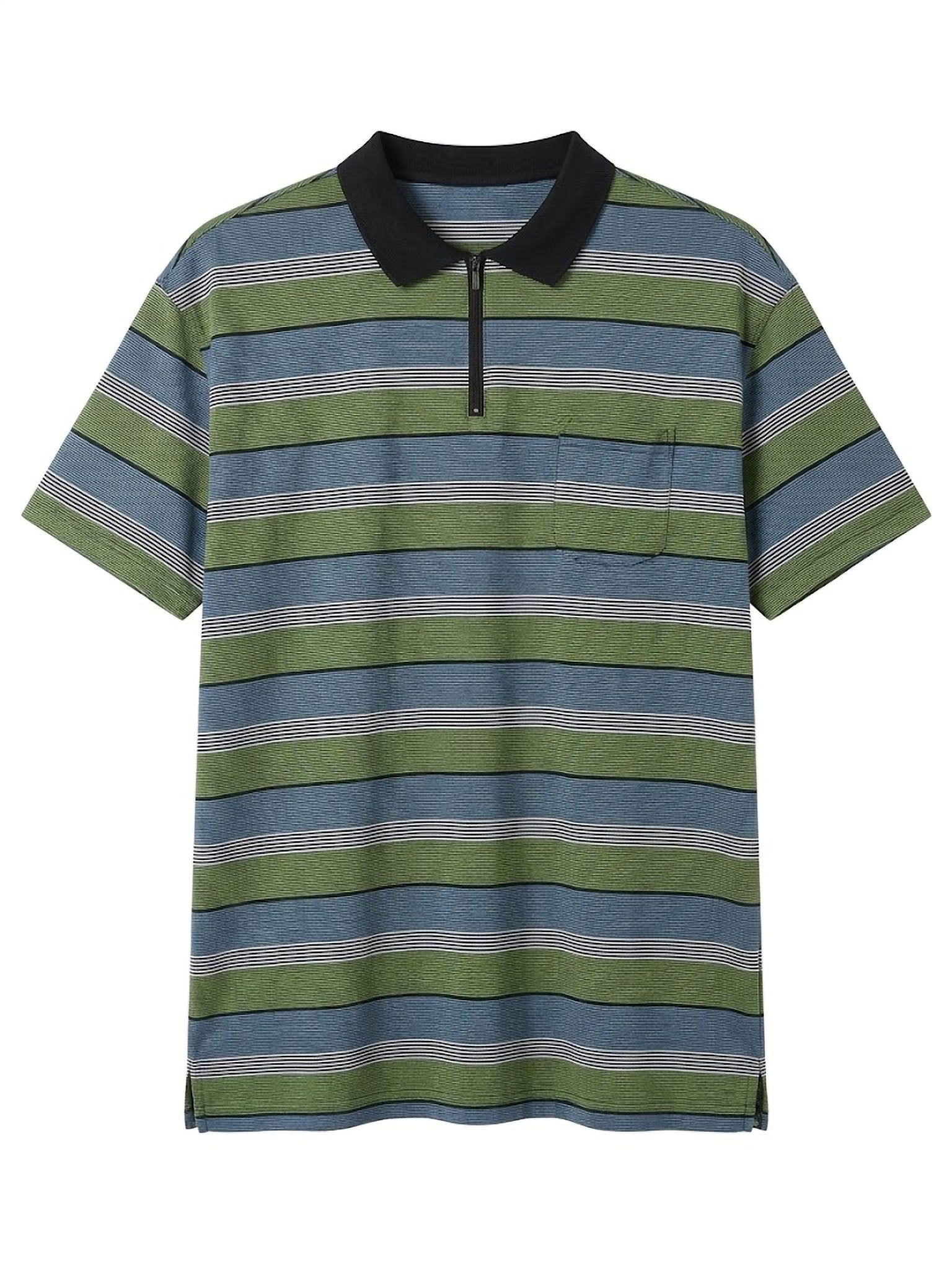 Polo Stripes Zip Forestal