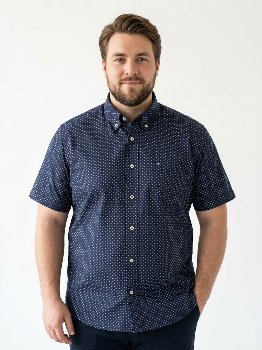 Camisa Hywells Blue Patterned