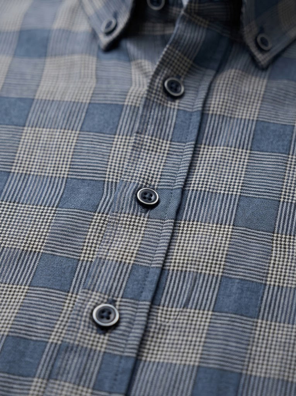 Camisa Hombre Tallas Grandes Manga Larga Cuadros Azul y Gris Levoratto