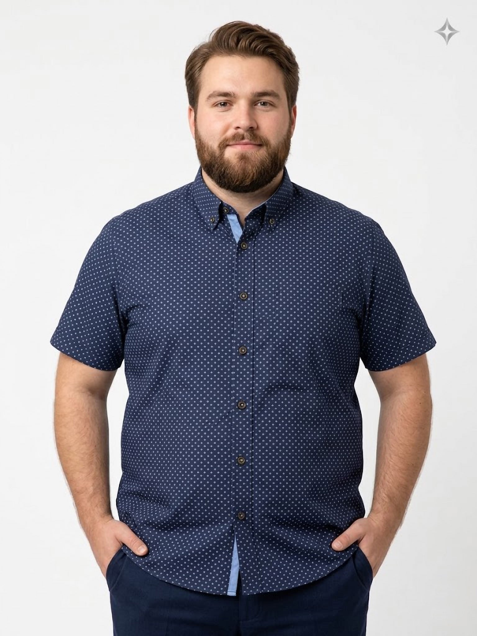 Camisa Hywells Navy Micro