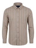 Camisa Hombre Tallas Grandes Manga Larga Rayas Beige Levoratto
